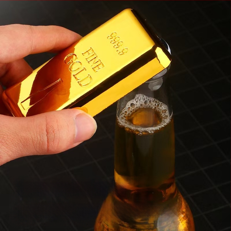 Нова креативна симулация на отварачка за бутилки, златна отварачка за консерви от неръждаема стомана, отварачка за бира, отварачка за вино на едро