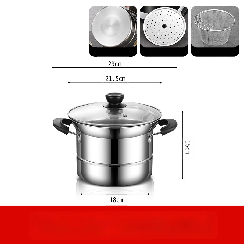 Amazoni piiriülene roostevabast terasest fritüür, majapidamises kasutatav multifunktsionaalne supipott, aurutamis- ja keetmisnuudlipott, kingituste hulgimüük