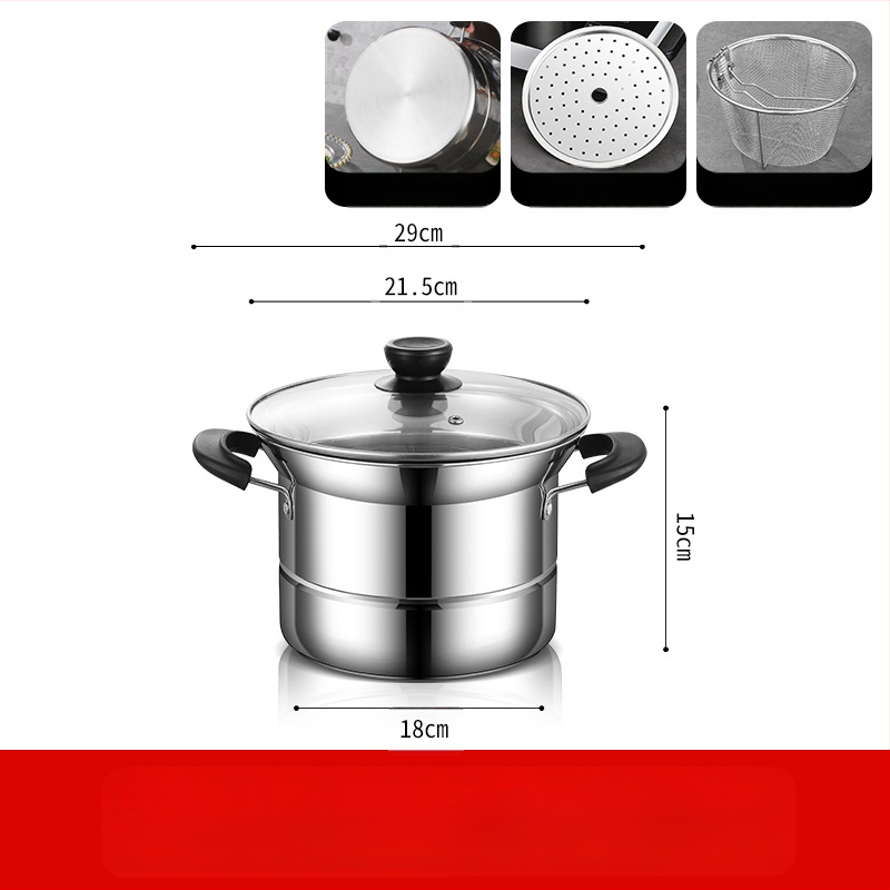 Amazoni piiriülene roostevabast terasest fritüür, majapidamises kasutatav multifunktsionaalne supipott, aurutamis- ja keetmisnuudlipott, kingituste hulgimüük