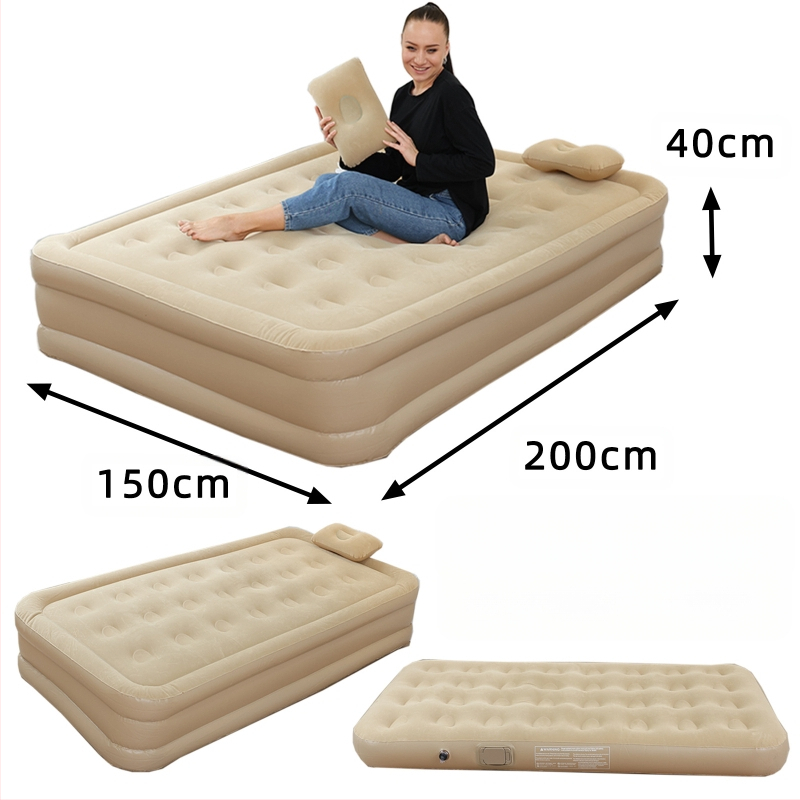 Naujas tarpvalstybinis lauko pripučiamas čiužinys, flokuojantis PVC pripučiamas čiužinys, įmontuotas siurblys, vienvietis ir dvivietis automatinis pripučiamas čiužinys