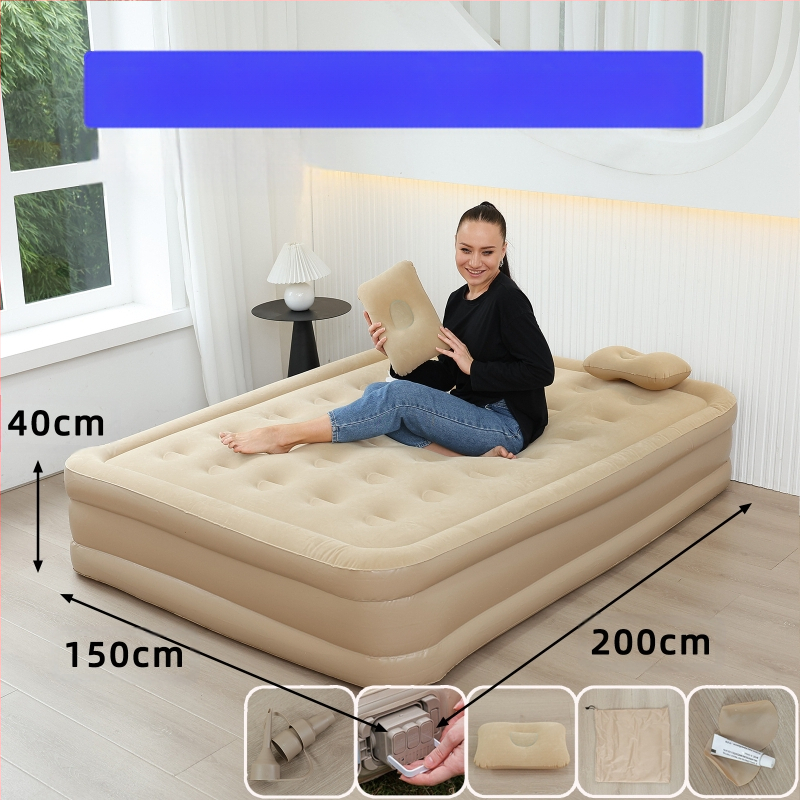 Naujas tarpvalstybinis lauko pripučiamas čiužinys, flokuojantis PVC pripučiamas čiužinys, įmontuotas siurblys, vienvietis ir dvivietis automatinis pripučiamas čiužinys