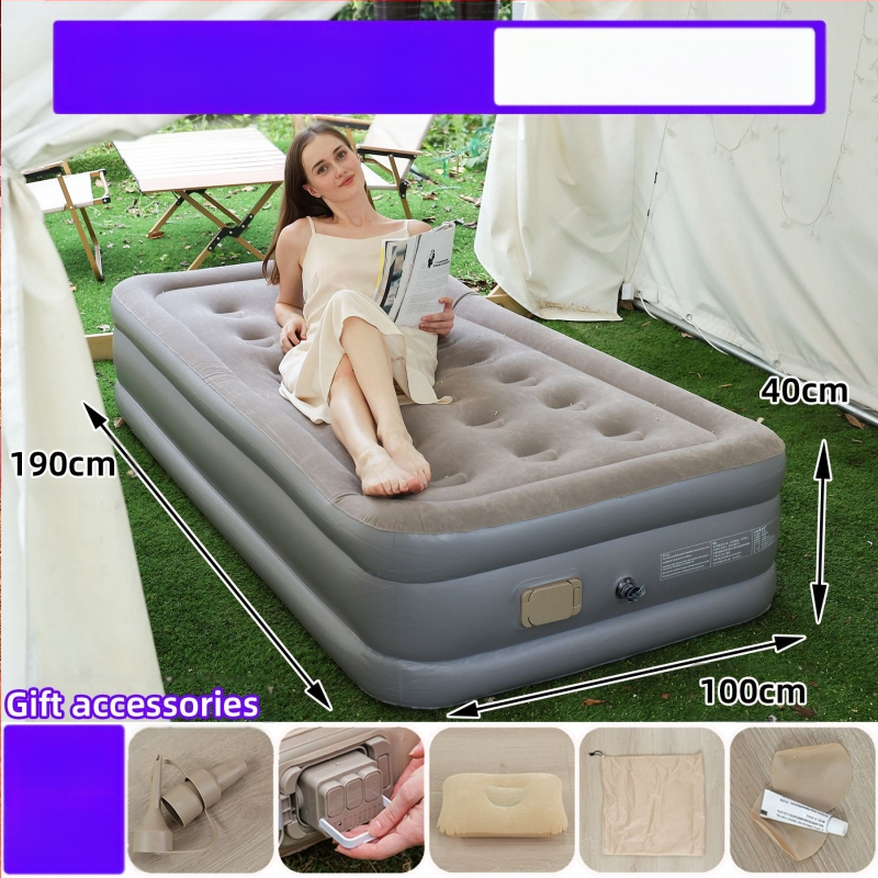 Naujas tarpvalstybinis lauko pripučiamas čiužinys, flokuojantis PVC pripučiamas čiužinys, įmontuotas siurblys, vienvietis ir dvivietis automatinis pripučiamas čiužinys