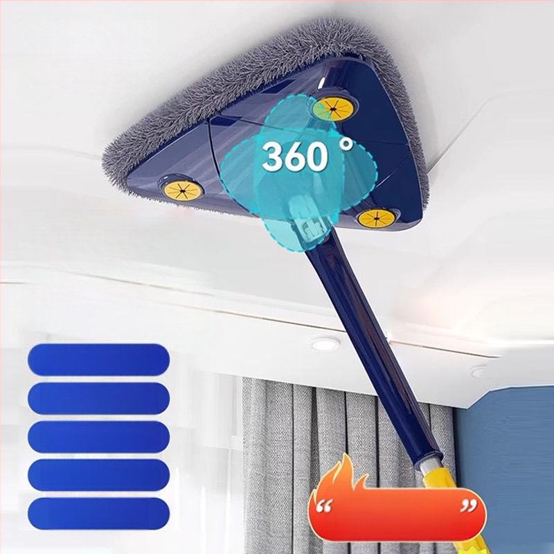 Kolmnurkne mopp käed-vaba pöörleva keermega vee majapidamismopp puhas seina hallituse eemaldamine ja lae seinapaneelide puhastamine