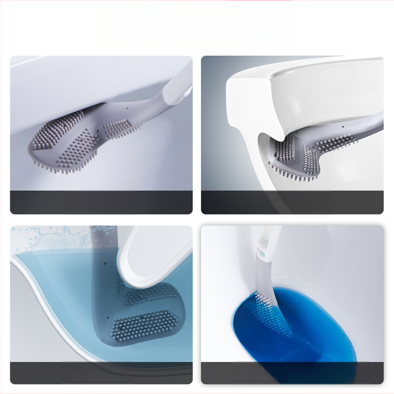 Buitinis negyvo kampo tualeto savaiminio valymo silikoninis ilgos rankenos šepetys, montuojamas ant sienos, golfo tualeto šepetys