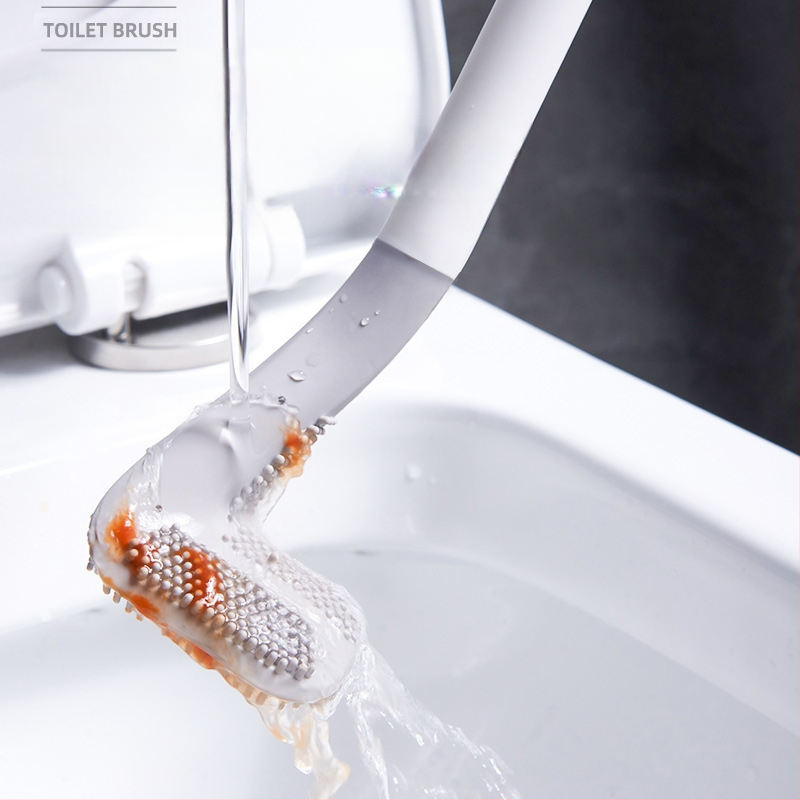 Buitinis negyvo kampo tualeto savaiminio valymo silikoninis ilgos rankenos šepetys, montuojamas ant sienos, golfo tualeto šepetys