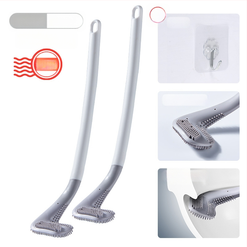 Buitinis negyvo kampo tualeto savaiminio valymo silikoninis ilgos rankenos šepetys, montuojamas ant sienos, golfo tualeto šepetys