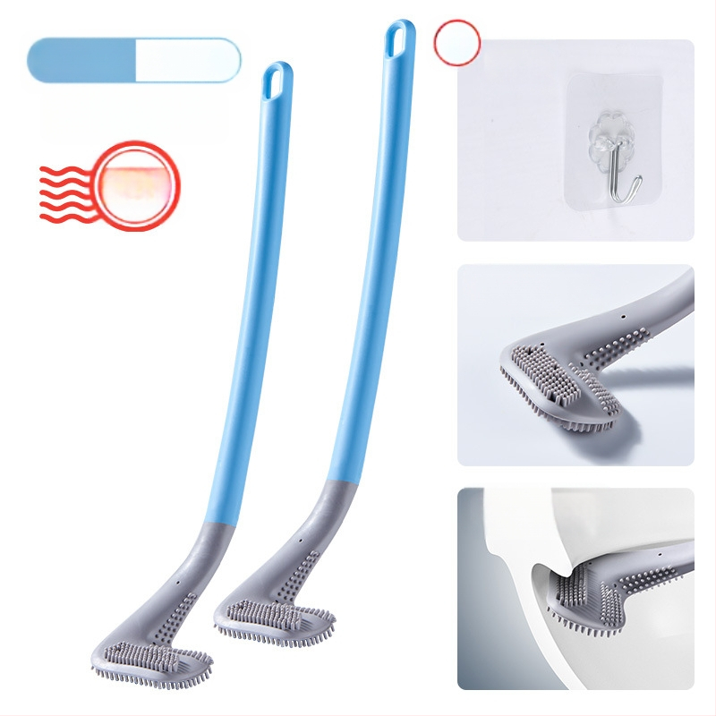 Buitinis negyvo kampo tualeto savaiminio valymo silikoninis ilgos rankenos šepetys, montuojamas ant sienos, golfo tualeto šepetys