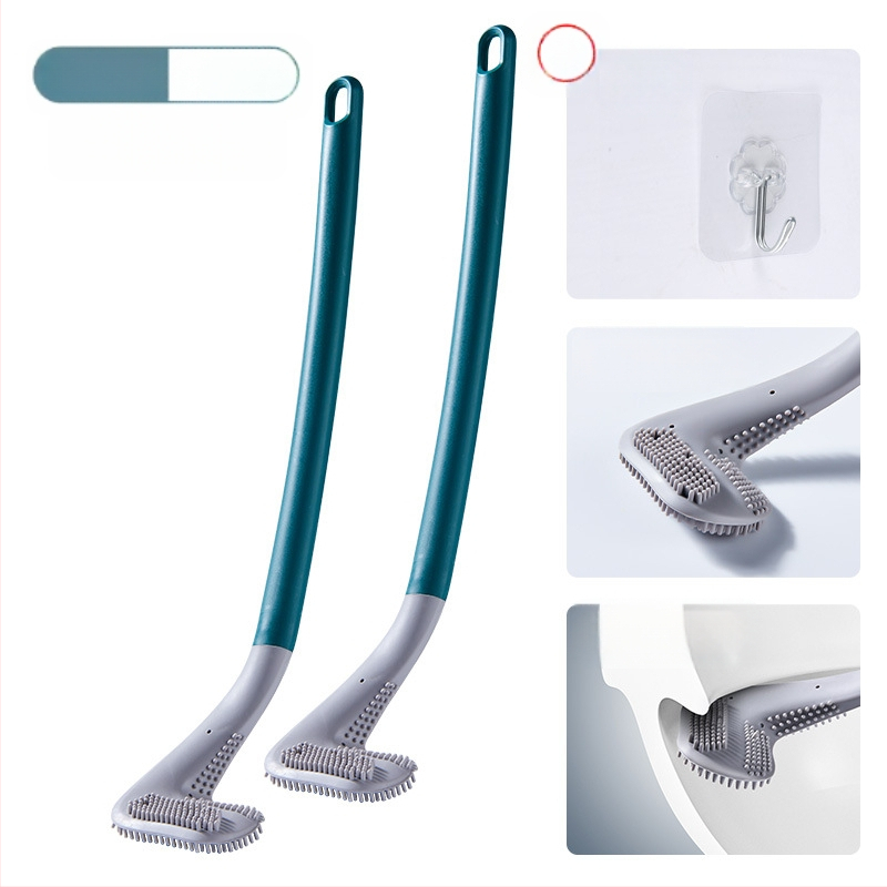 Buitinis negyvo kampo tualeto savaiminio valymo silikoninis ilgos rankenos šepetys, montuojamas ant sienos, golfo tualeto šepetys