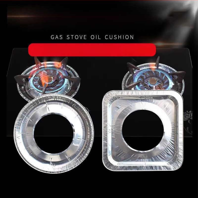 Dujinės viryklės alyvai atsparus kilimėlis, apvalus viryklės skardinis popierinis žiedas, virtuvės aliuminio folijos valymo kilimėlis, kvadratinis dujinės viryklės apsauginis kilimėlis