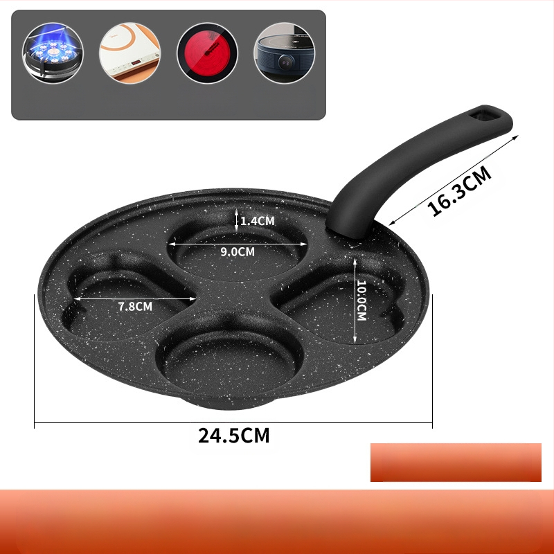 Ketaus keturių skylių kiaušinių kepimo puodas artefaktų gamybos sluoksniuotos koldūnai gilinti kiaušinių mėsainių aparato formos buitinis nepridegantis puodas