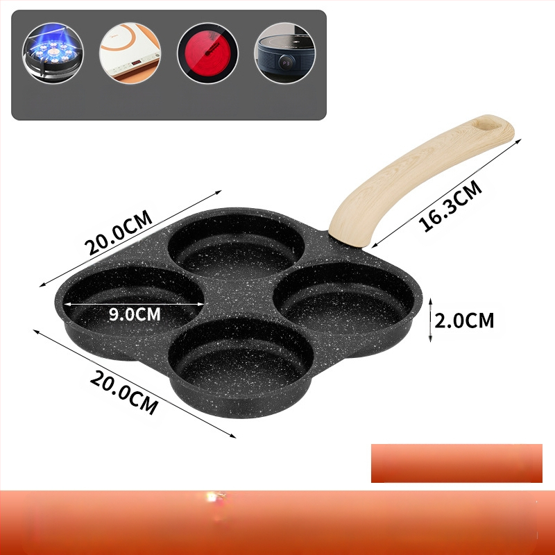 Ketaus keturių skylių kiaušinių kepimo puodas artefaktų gamybos sluoksniuotos koldūnai gilinti kiaušinių mėsainių aparato formos buitinis nepridegantis puodas