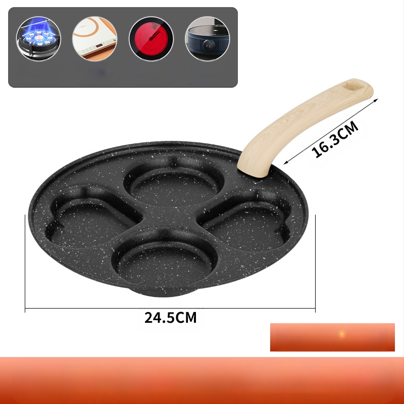 Ketaus keturių skylių kiaušinių kepimo puodas artefaktų gamybos sluoksniuotos koldūnai gilinti kiaušinių mėsainių aparato formos buitinis nepridegantis puodas