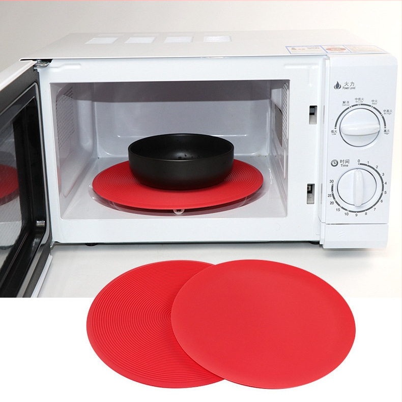 Paksendatud 10-tolline 12-tolline ümmargune keermega mikrolaineahju matt silikoonpadi libisemiskindel kõrge temperatuuriga induktsioonpliidi matt potimatt