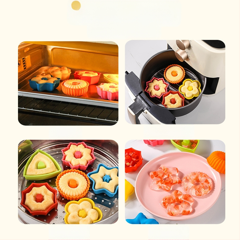 24-osaline komplekt paksendatud silikoonist muffinikoogivorme, 6 kujuga sõõrikud, isetehtud magustoitude muffinivormid