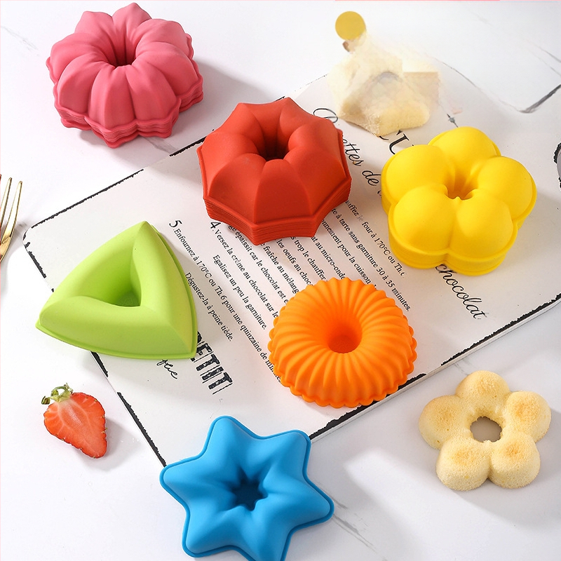 24-osaline komplekt paksendatud silikoonist muffinikoogivorme, 6 kujuga sõõrikud, isetehtud magustoitude muffinivormid