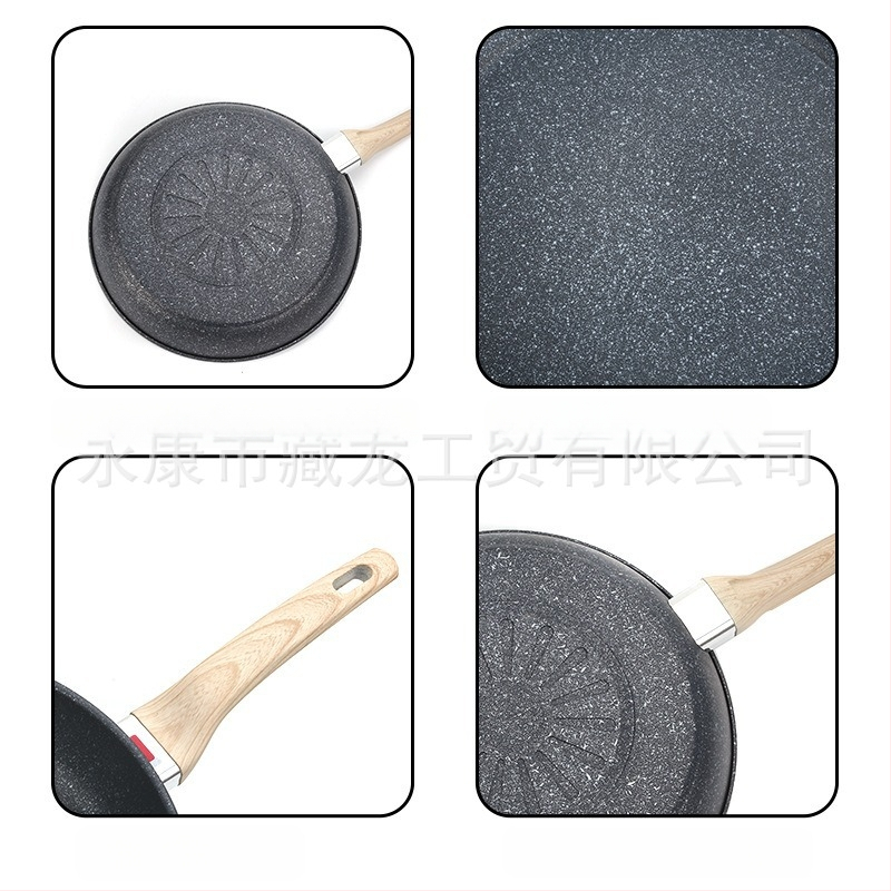 Vulkaninė maifano akmens keptuvė nepridegančia keptuve, buitinė kepsnio keptuvė, blynų keptuvė, kiaušinių keptuvė, blynų keptuvė, indukcinė viryklė