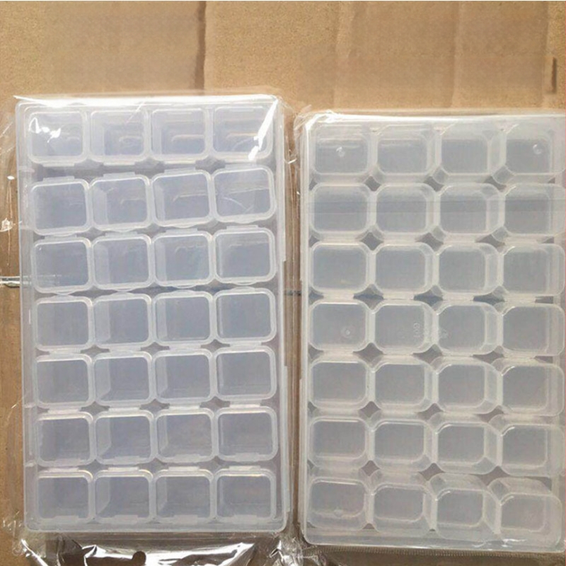 Maniküüritööriistad 28-ruuduline hoiukarp Ehtekarp, mida saab kokku panna ja lahti võtta Plastkarp Küünte ehete pakkekarp Teemant