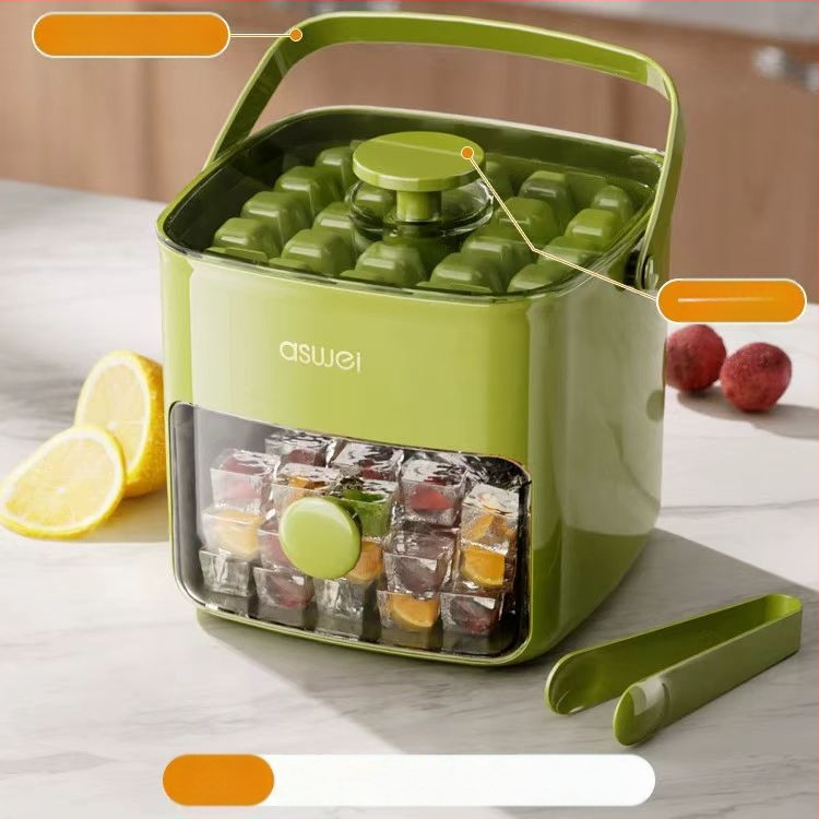 Paspauskite silikoninį ledo kubelį, ledo rutulį, plastikinę nešiojamą ledo dėžę, didelės talpos šaldytuvą, užšaldytą ledą, ledo kubelio formą