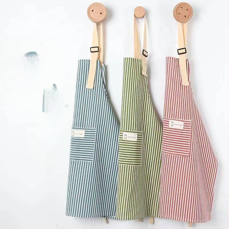 Reklám pamut és lenvászon csíkos kötény háztartási éttermi kötény háztartási konyhai kötény