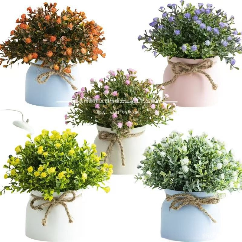 Stalinis svetainės mažų vazoninių augalų papuošalai, dirbtinės gėlės, namų dekoravimo augalai, imituojami žalieji augalai, kūdikio kvėpavimas, dirbtinių žaliųjų augalų dekoracija