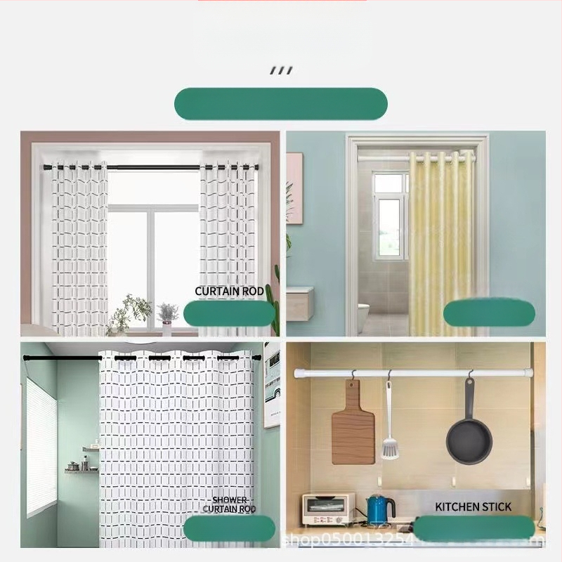 Tarpvalstybinė didmeninė prekyba be perforatoriaus teleskopine strypo drabužių džiovykle, daugiafunkcinė strypo drabužių džiovyklė, miegamojo užuolaidų karnizas, vonios kambario dušo užuolaidų karnizas