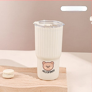 Grynasis raudonas kavos pienas arbata sultys pienas nešiojamas geriamasis puodelis studentas kūrybingas plastikinis dvigubas geriamojo šiaudelio puodelis vanduo Puodelis