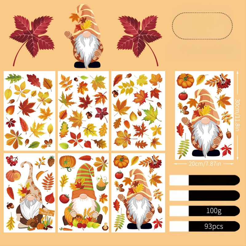 Tarpvalstybiniai Padėkos dienos tarpvalstybiniai rudens kritulių modeliavimo klevo lapo kūrybiniai elektrostatiniai lipdukai stiklo langams dekoratyviniai tapybos sienų lipdukai