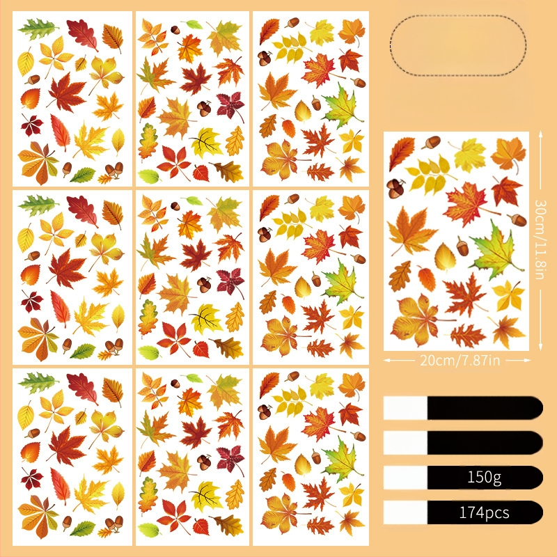 Tarpvalstybiniai Padėkos dienos tarpvalstybiniai rudens kritulių modeliavimo klevo lapo kūrybiniai elektrostatiniai lipdukai stiklo langams dekoratyviniai tapybos sienų lipdukai