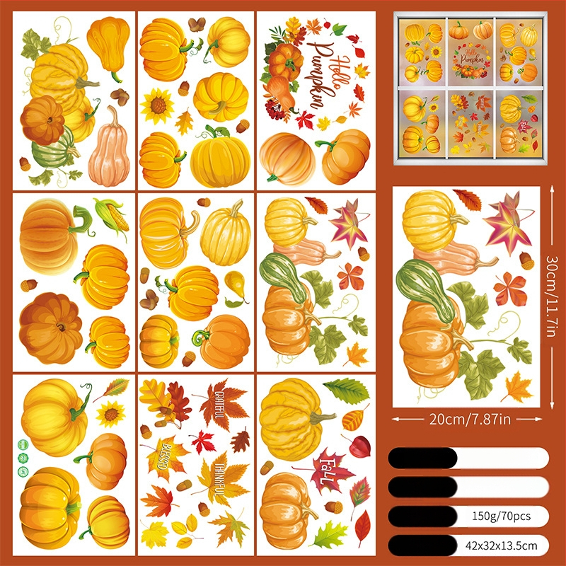 Tarpvalstybiniai Padėkos dienos tarpvalstybiniai rudens kritulių modeliavimo klevo lapo kūrybiniai elektrostatiniai lipdukai stiklo langams dekoratyviniai tapybos sienų lipdukai