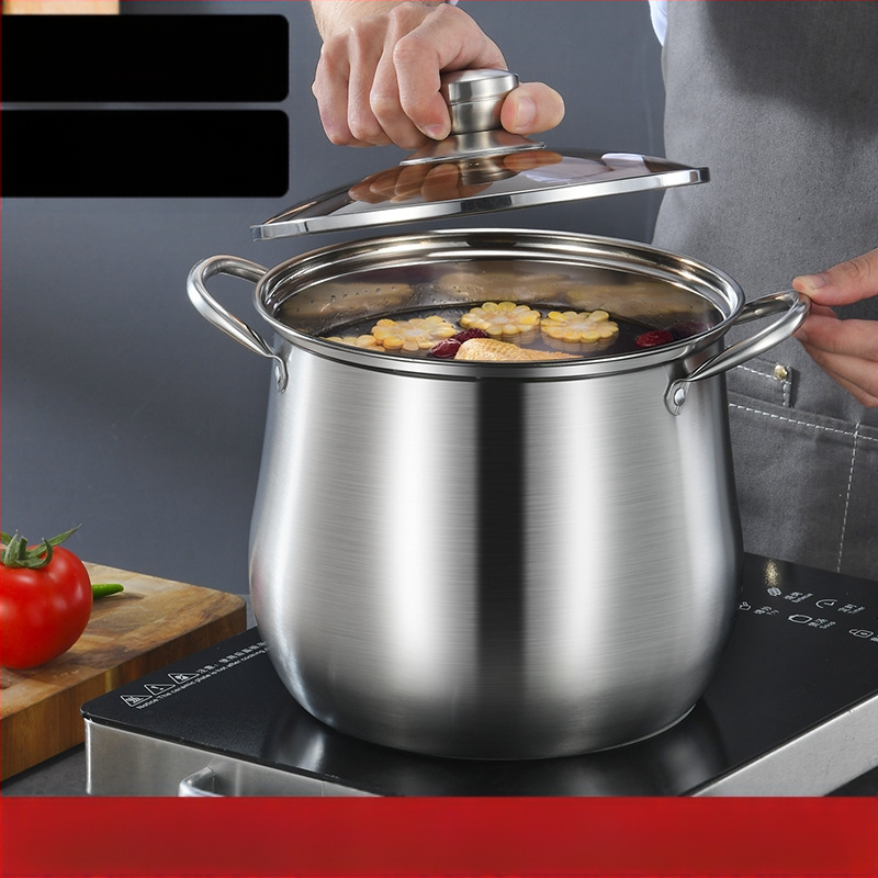 Nerūdijančio plieno sriubos puodas dvigubo dugno lankinis troškinys puodas sutirštintas aukštas sriubos puodas, tiesiogiai tiekiamas iš gamyklos, didelės talpos nerūdijančio plieno dovanų puodas