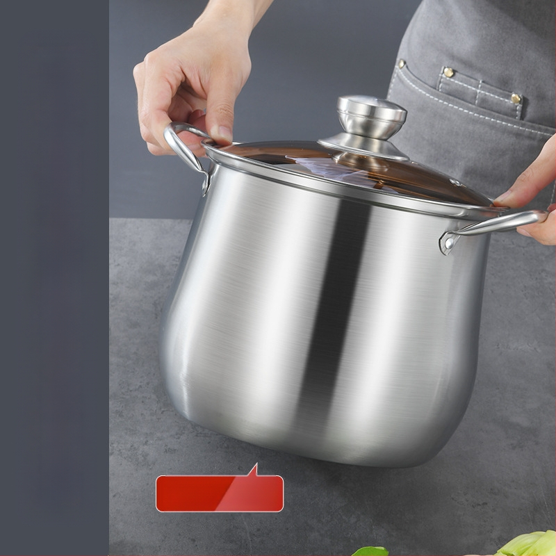 Nerūdijančio plieno sriubos puodas dvigubo dugno lankinis troškinys puodas sutirštintas aukštas sriubos puodas, tiesiogiai tiekiamas iš gamyklos, didelės talpos nerūdijančio plieno dovanų puodas