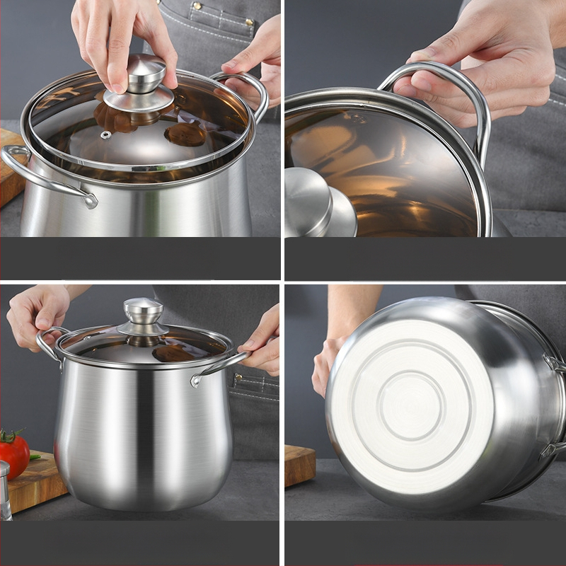 Nerūdijančio plieno sriubos puodas dvigubo dugno lankinis troškinys puodas sutirštintas aukštas sriubos puodas, tiesiogiai tiekiamas iš gamyklos, didelės talpos nerūdijančio plieno dovanų puodas