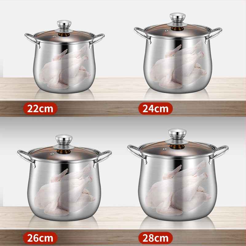 Nerūdijančio plieno sriubos puodas dvigubo dugno lankinis troškinys puodas sutirštintas aukštas sriubos puodas, tiesiogiai tiekiamas iš gamyklos, didelės talpos nerūdijančio plieno dovanų puodas