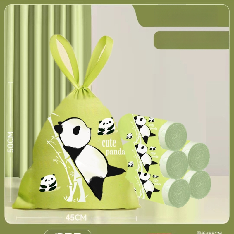 Panda stiliaus triušio nuplėšiamas raišteliu šiukšlių maišas Nacionalinė tendencija Ištraukimas sutirštintas valymo maišelis Uždarymo krepšys Virtuvės susuktas ir surišamas