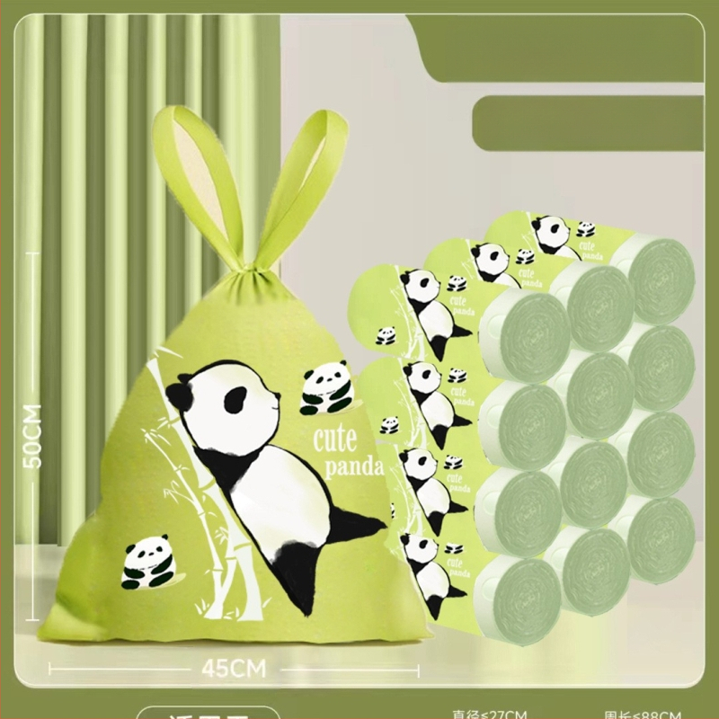 Panda stiliaus triušio nuplėšiamas raišteliu šiukšlių maišas Nacionalinė tendencija Ištraukimas sutirštintas valymo maišelis Uždarymo krepšys Virtuvės susuktas ir surišamas