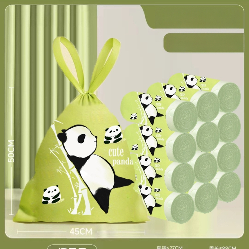 Panda stiliaus triušio nuplėšiamas raišteliu šiukšlių maišas Nacionalinė tendencija Ištraukimas sutirštintas valymo maišelis Uždarymo krepšys Virtuvės susuktas ir surišamas