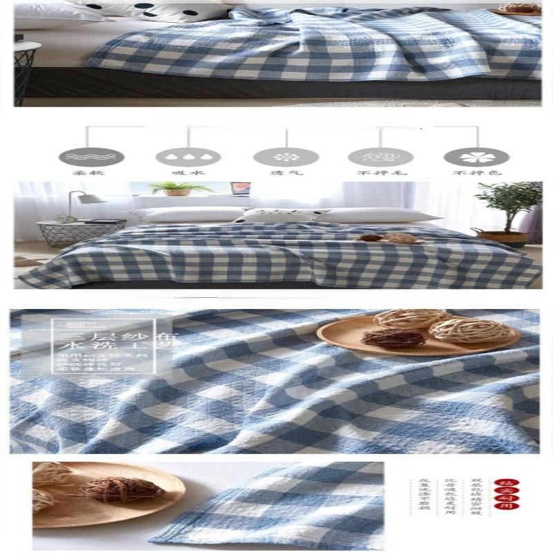 Grynos medvilnės marlės rankšluosčių antklodė, vasarinė plona trijų sluoksnių medvilninė vasarinė vėsi antklodė, oro kondicionieriaus antklodė, viengulė ir dvigulė paklodė suaugusiesiems