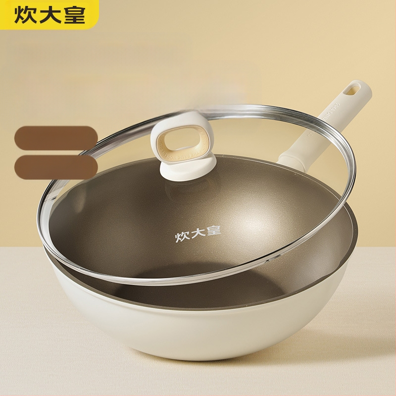 Cooker King Wok-nakkumatu pann toiduvalmistamiseks ja õli kogumiseks, kerge majapidamispann, universaalne, kerge, lameda põhjaga, süvendatud titaanist mittenakkuva panniga