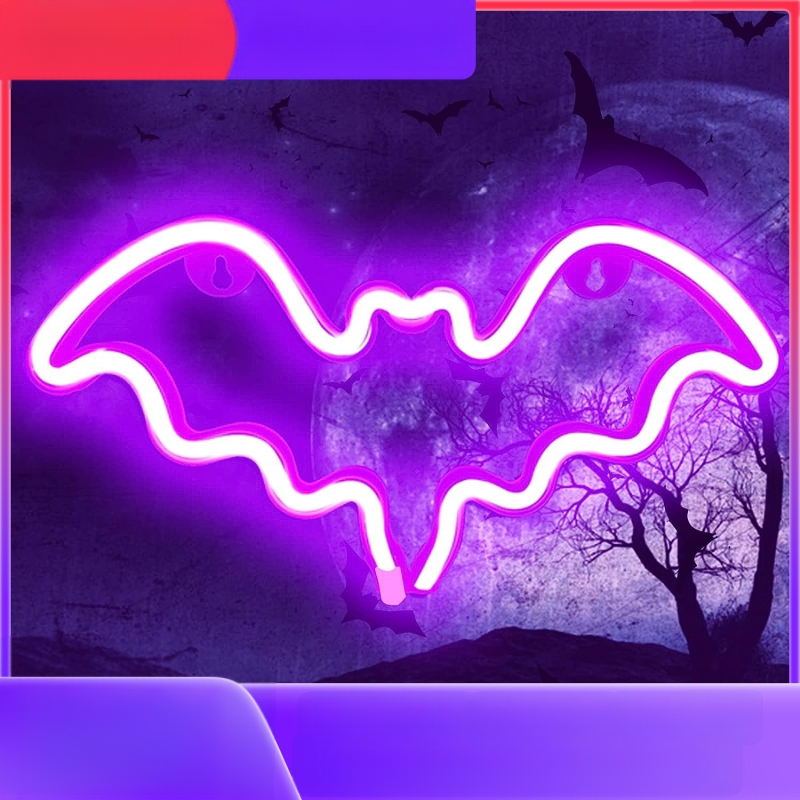 LED šikšnosparnių neoninė šviesa miegamojo šviesa baras klubas vakarėlis Helovinas šventinė atmosfera dekoratyvinė šviesa stilizuojanti šviesa
