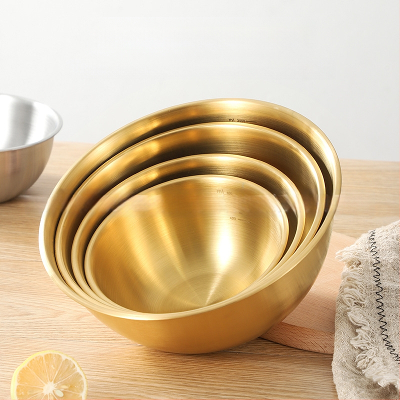 Nerūdijančio plieno korėjietiškas salotų dubens kiaušinių dubuo su mastelio kepimo ir dubens buitinio maisto gaminimo dubeniu šalto maišymo dubeniu šaltų makaronų dubenėlis