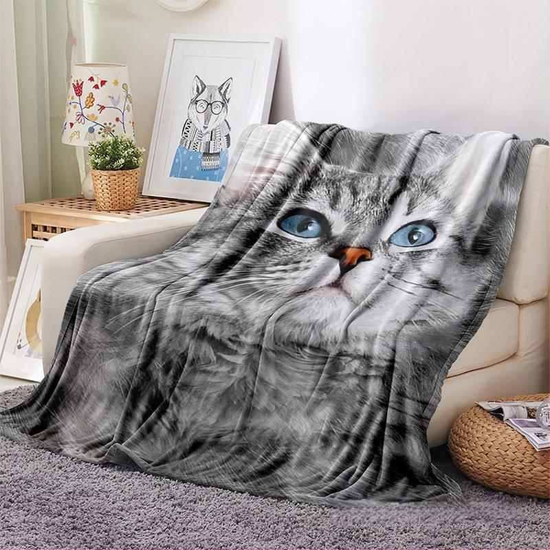 Digitaaltrükk armas kassitekk, suure kaaluga paksendatud soe tekk, välistingimustes kasutatav telkimistekk, flanell