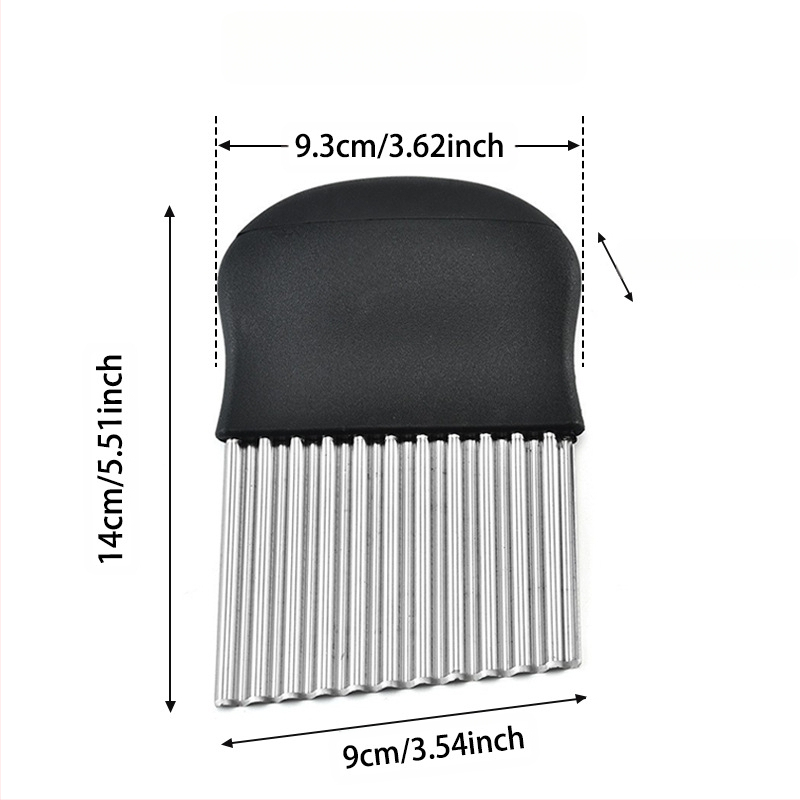 Storo nerūdijančio plieno 430 banguotas bulvių pjaustytuvas, banguotas peilis, dantytas peilis bulvytėms pjaustyti, virtuvės įrankis