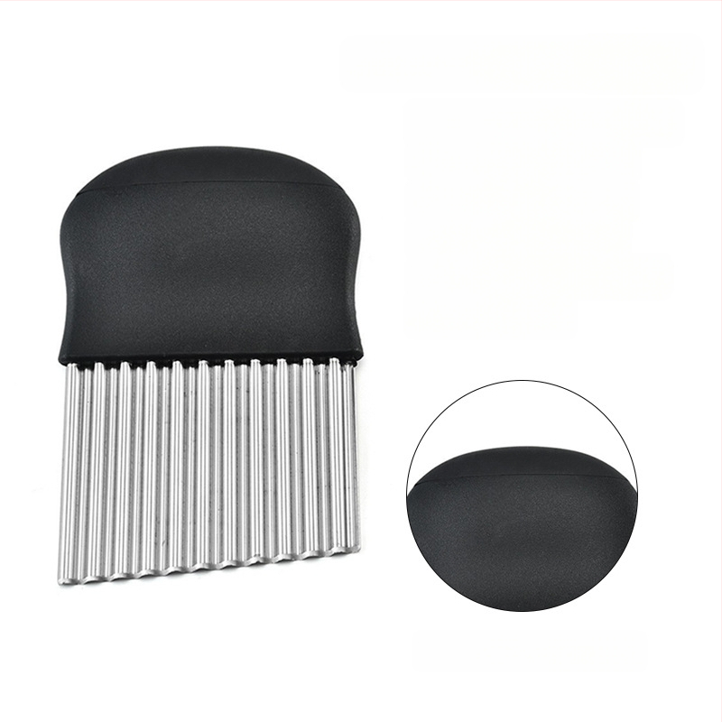 Storo nerūdijančio plieno 430 banguotas bulvių pjaustytuvas, banguotas peilis, dantytas peilis bulvytėms pjaustyti, virtuvės įrankis