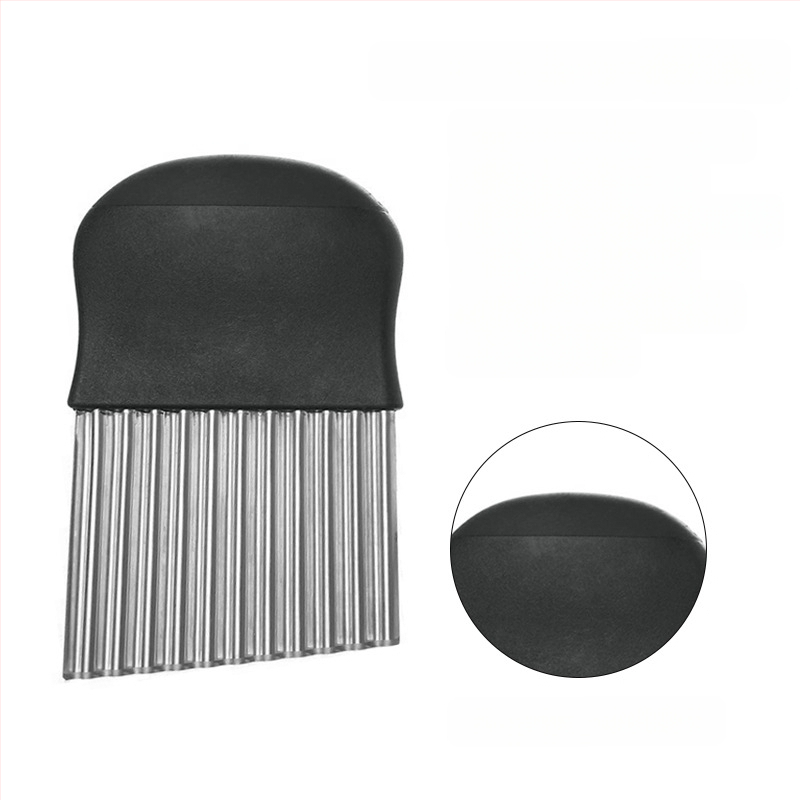 Storo nerūdijančio plieno 430 banguotas bulvių pjaustytuvas, banguotas peilis, dantytas peilis bulvytėms pjaustyti, virtuvės įrankis