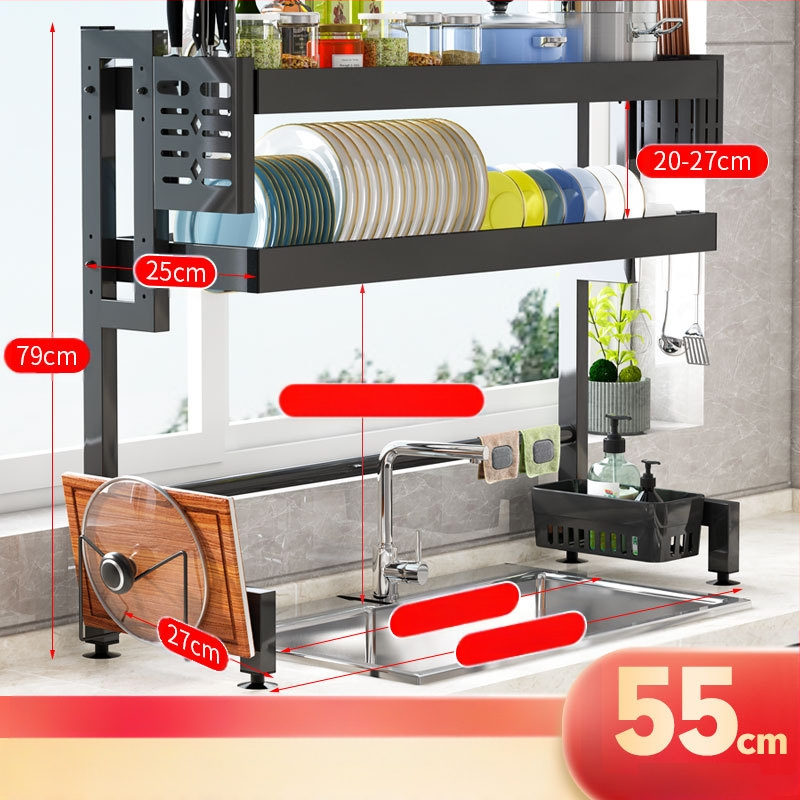 Ράφι αποχέτευσης νεροχύτη Ράφι αποθήκευσης Κουζίνας Τηλεσκοπική ράγα αποχέτευσης από ανοξείδωτο ατσάλι Ράφι πιάτων Ράφι πιάτων Ράφι πιάτων