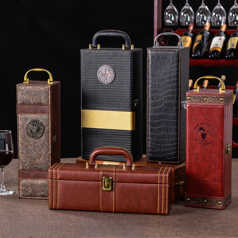 Punase veini pakendi kinkekarp ühekordne 2 paari nahkkarpi kõrgekvaliteedilisest veinist tühi karp karp kohapeal tipptasemel