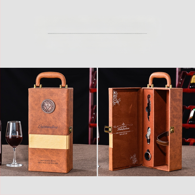 Punase veini pakendi kinkekarp ühekordne 2 paari nahkkarpi kõrgekvaliteedilisest veinist tühi karp karp kohapeal tipptasemel