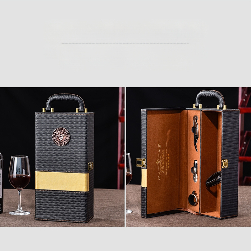 Punase veini pakendi kinkekarp ühekordne 2 paari nahkkarpi kõrgekvaliteedilisest veinist tühi karp karp kohapeal tipptasemel