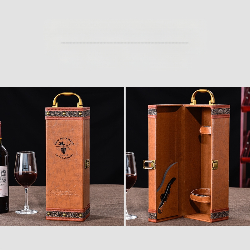 Darčeková krabička na červené víno, jednoduchá, 2 páry kožených krabičiek, vysoko kvalitné víno, prázdna krabička, krabica na mieste, high-end