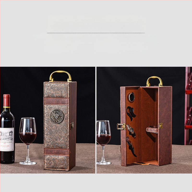 Punase veini pakendi kinkekarp ühekordne 2 paari nahkkarpi kõrgekvaliteedilisest veinist tühi karp karp kohapeal tipptasemel